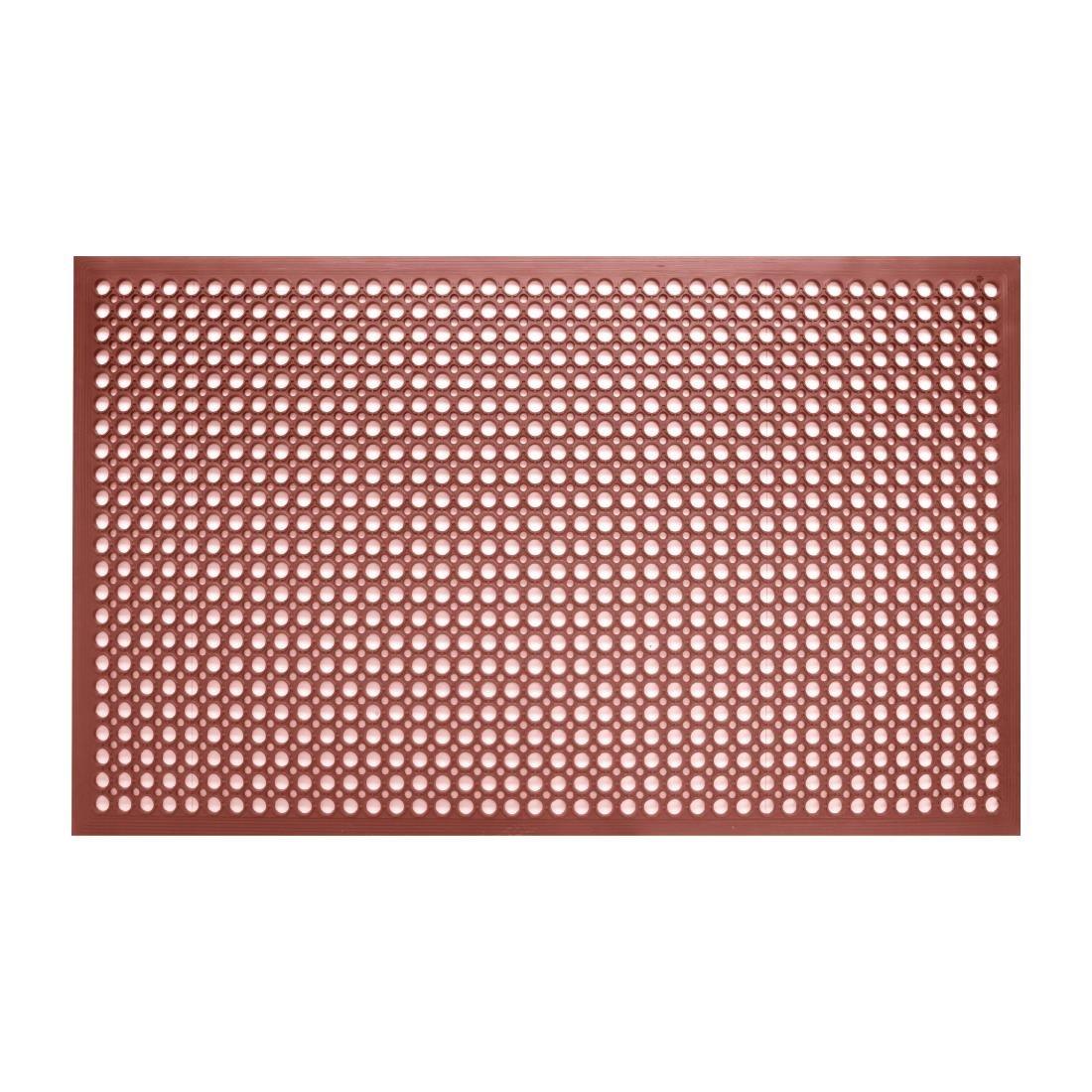 Tapis en caoutchouc anti-dérapant et anti-fatigue Jantex rouge 1500 x 900mm - FRANCE CHR