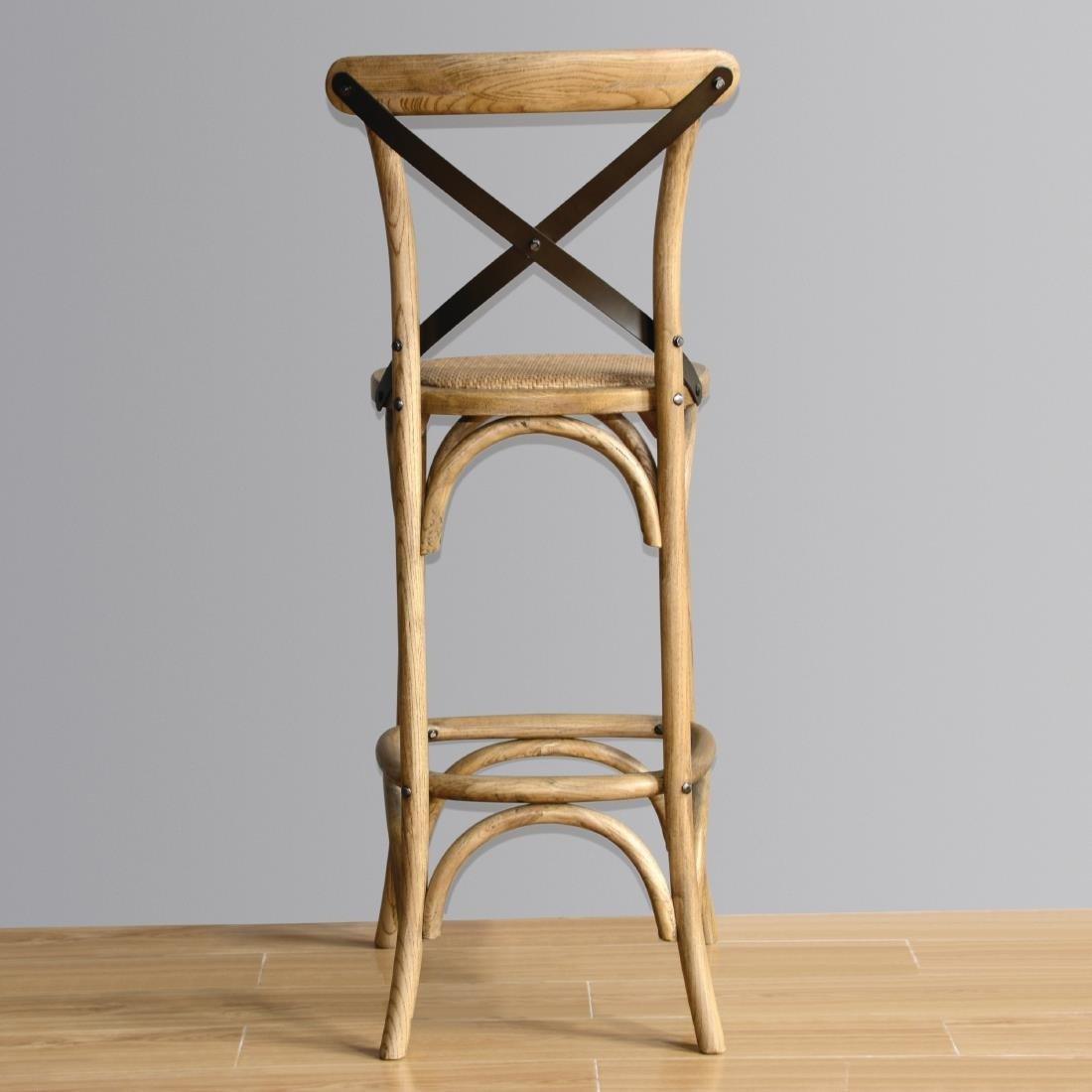 Tabouret de bar en bois avec dossier croisé Bolero métal - FRANCE CHR