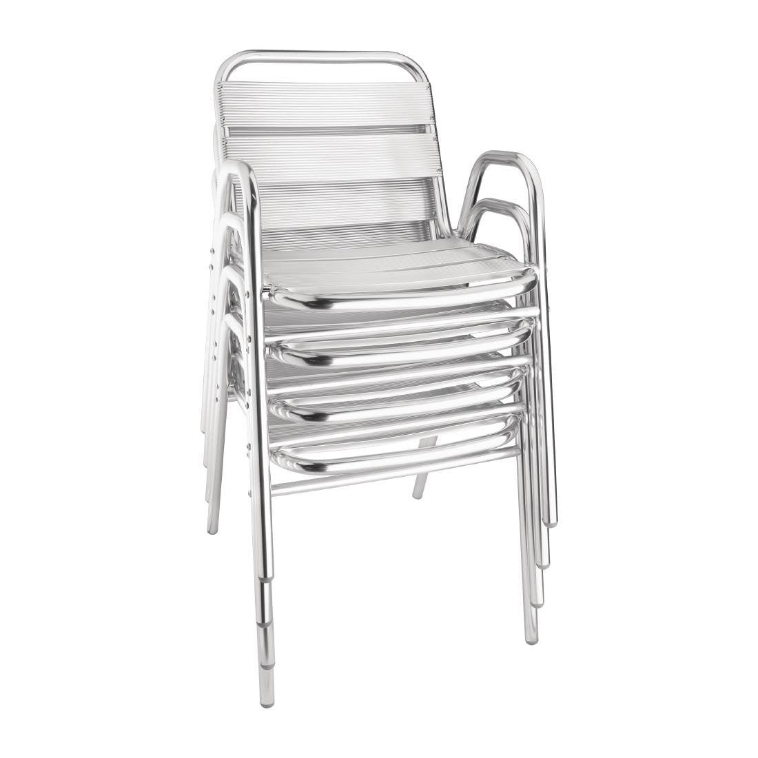 Fauteuils empilables en aluminium avec accoudoirs Bolero x4 - FRANCE CHR