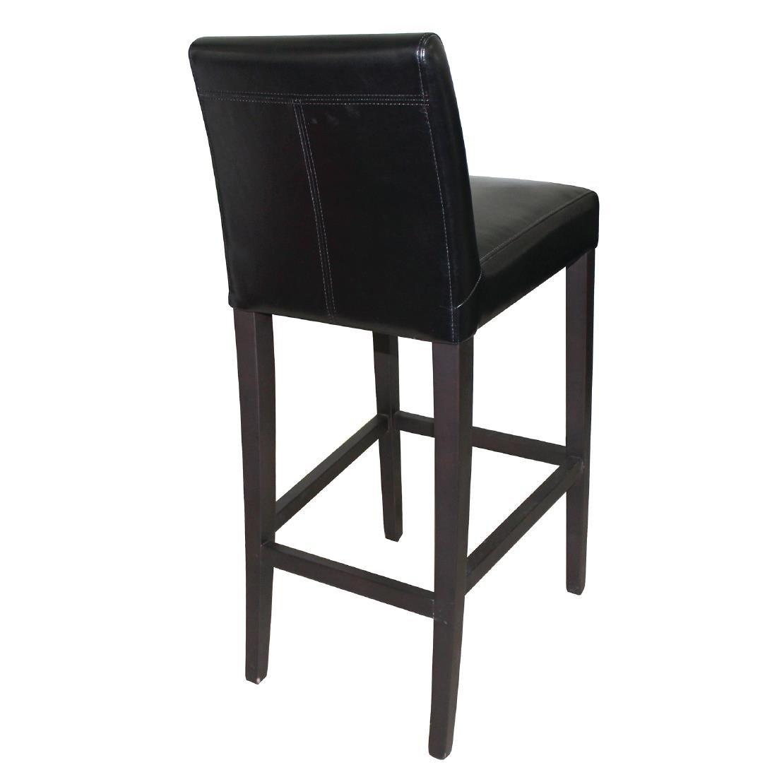 Tabouret de bar haut avec dossier en simili cuir Bolero noir - FRANCE CHR