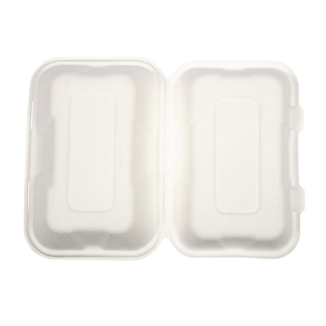 Boîtes repas en bagasse compostables avec couvercle à charnière Vegware 228mm (Lot de 200) - FRANCE CHR