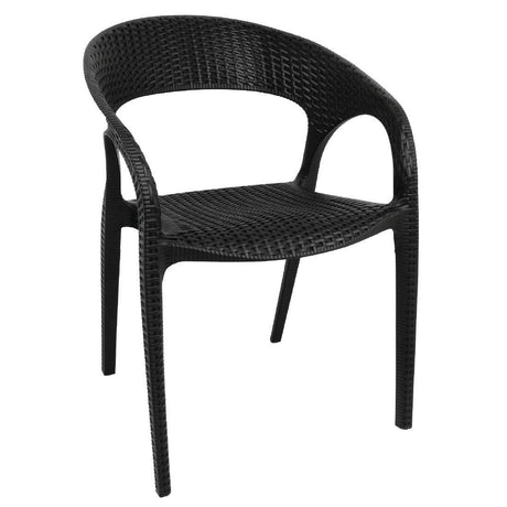 Fauteuils enveloppants en rotin PP Bolero noirs (lot de 4) - FRANCE CHR