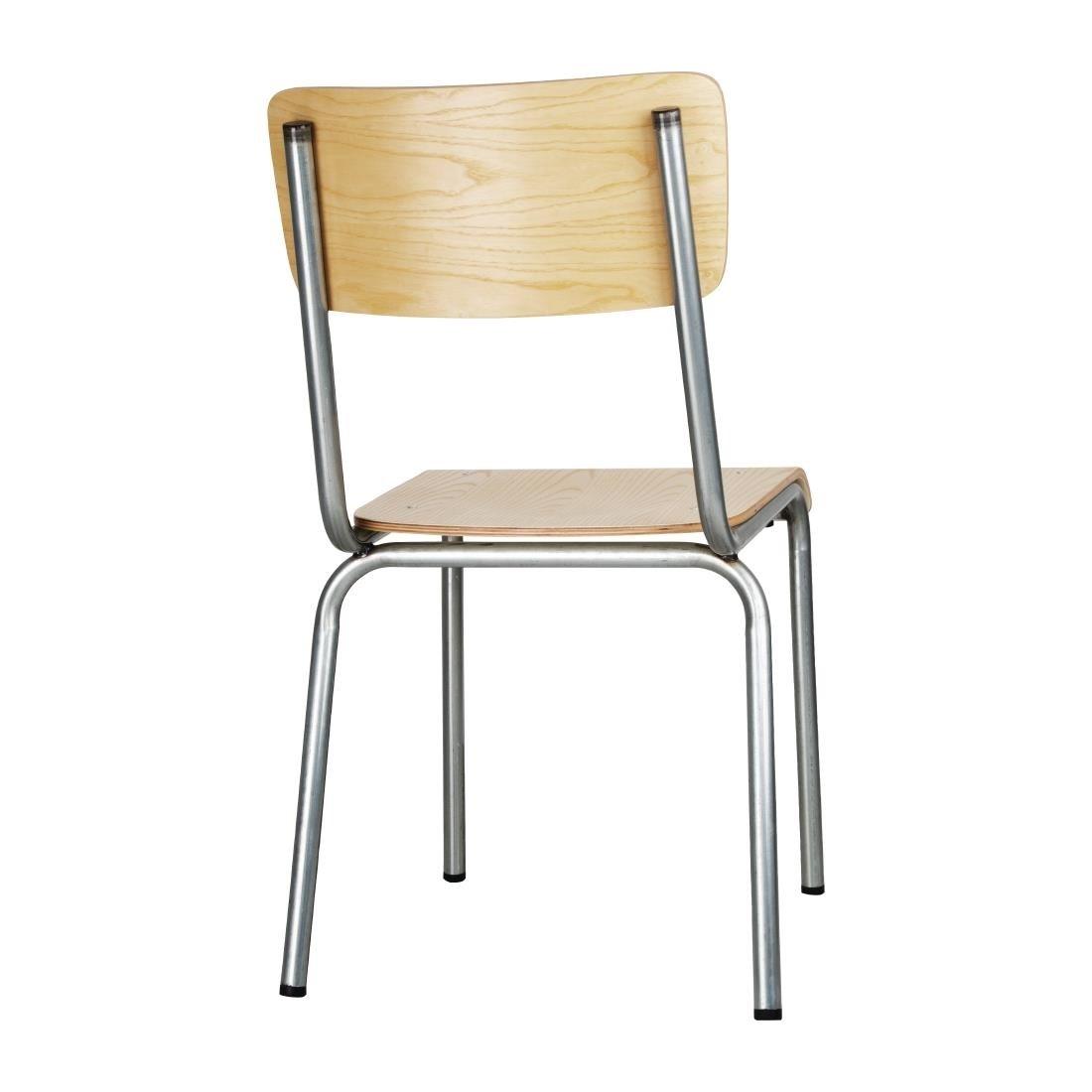 Chaises avec assise et dossier en bois Bolero Cantina galvanisées (lot de 4) - FRANCE CHR