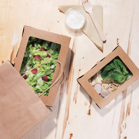 Boîtes salade compostables avec fenêtre en PLA Fiesta Compostable 700ml (lot de 200) - FRANCE CHR