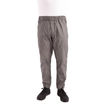 Pantalon de cuisine Works Urban Jogger 257 à fines rayures noires et blanches S - FRANCE CHR