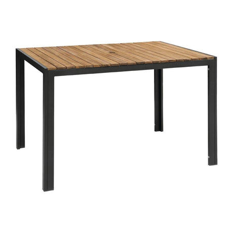 Table rectangulaire en acier et acacia Bolero 120 cm - FRANCE CHR