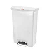 Poubelle à pédale frontale large Slim Jim Step-On Rubbermaid blanche 90L - FRANCE CHR