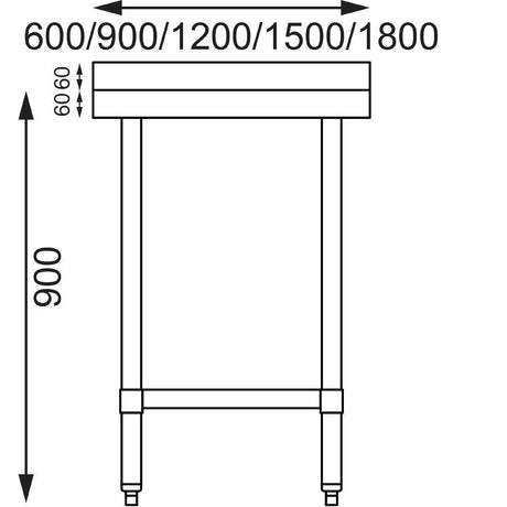 Table de préparation avec rebord en acier inoxydable Vogue 1500 x 600mm - FRANCE CHR