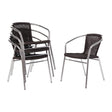 Fauteuils en rotin PE empilables Bolero noirs et aluminium (Lot de 4) - FRANCE CHR