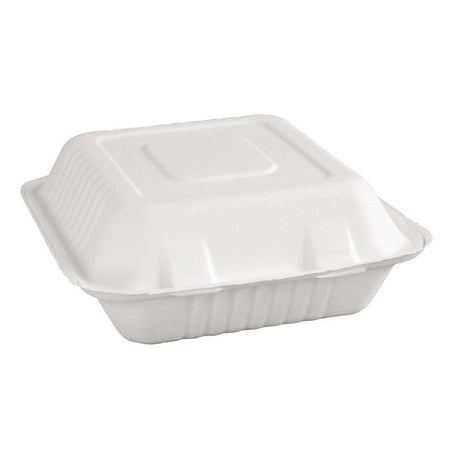 Boîtes avec couvercle à charnière compostables en bagasse Fiesta Compostable 223mm (lot de 200) - FRANCE CHR