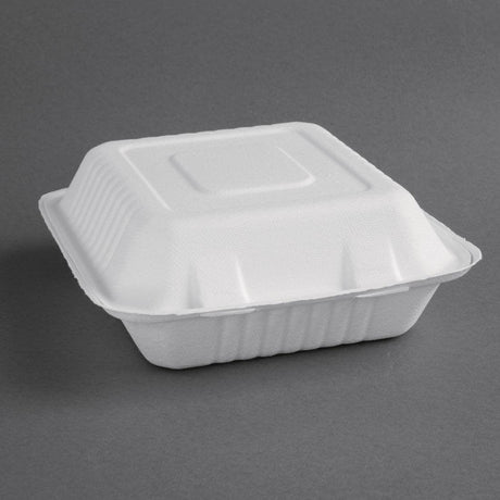 Boîtes avec couvercle à charnière compostables en bagasse Fiesta Compostable 223mm (lot de 200) - FRANCE CHR