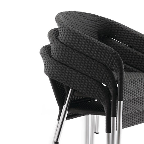 Fauteuils enveloppants bistro en rotin PE anthracite Bolero (lot de 4) - FRANCE CHR