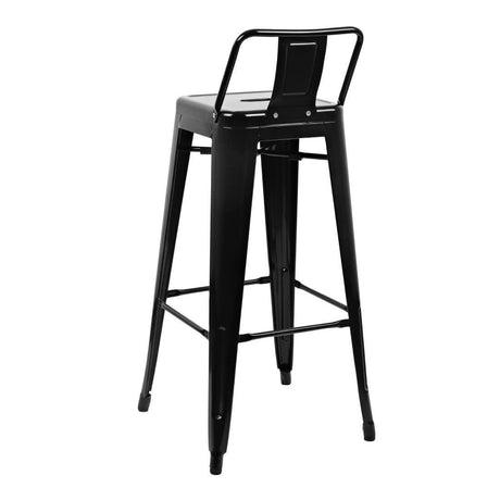 Tabourets hauts en acier noir avec dossier Bolero Bistro (lot de 4) - FRANCE CHR