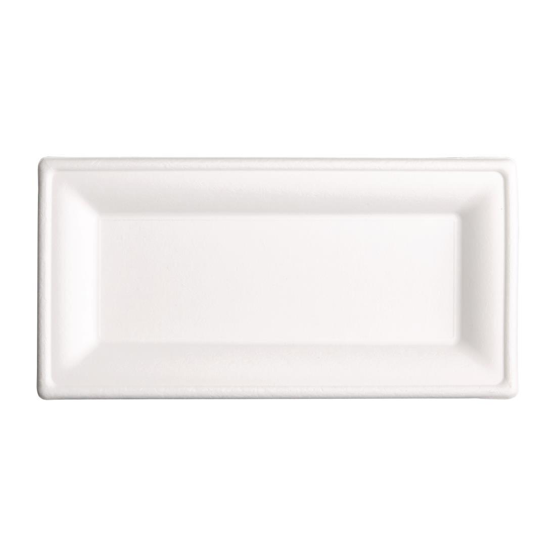 Assiettes rectangulaires compostables en bagasse Fiesta Compostable 258mm (lot de 50) - FRANCE CHR