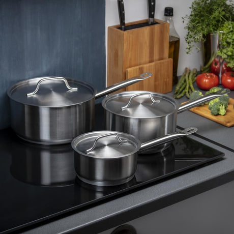 Ensemble 3 casseroles et couvercles inox Vogue Cook Like A Pro - FRANCE CHR