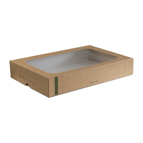 Grandes boîtes compostables avec plateau et couvercle à fenêtre Vegware (Lot de 25) - FRANCE CHR