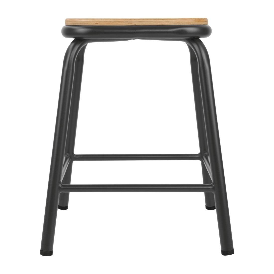 Tabourets bas avec assise en bois Bolero Cantina gris métal (lot de 4) - FRANCE CHR