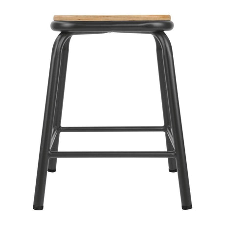 Tabourets bas avec assise en bois Bolero Cantina gris métal (lot de 4) - FRANCE CHR