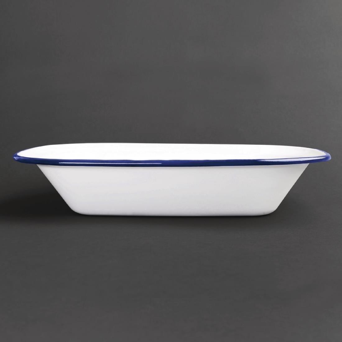 Plat de service rectangulaire acier émaillé Olympia 280x190x55mm lot de 6 - FRANCE CHR
