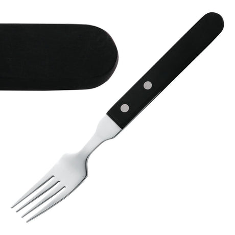 Fourchette à steak Amefa manche noir 196mm (Lot de 12) - FRANCE CHR