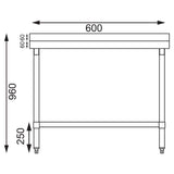 Table de préparation avec rebord en acier inoxydable Vogue 600 x 600mm - FRANCE CHR