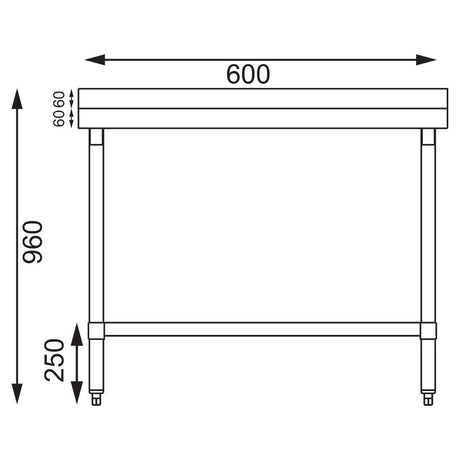 Table de préparation avec rebord en acier inoxydable Vogue 600 x 600mm - FRANCE CHR