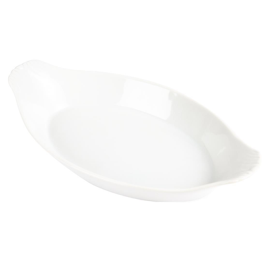 Plats ovales à oreilles blancs Olympia 290 x 166mm (Lot de 6) - FRANCE CHR