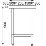 Table de préparation sans rebord en acier inoxydable Vogue 1800 x 600mm - FRANCE CHR