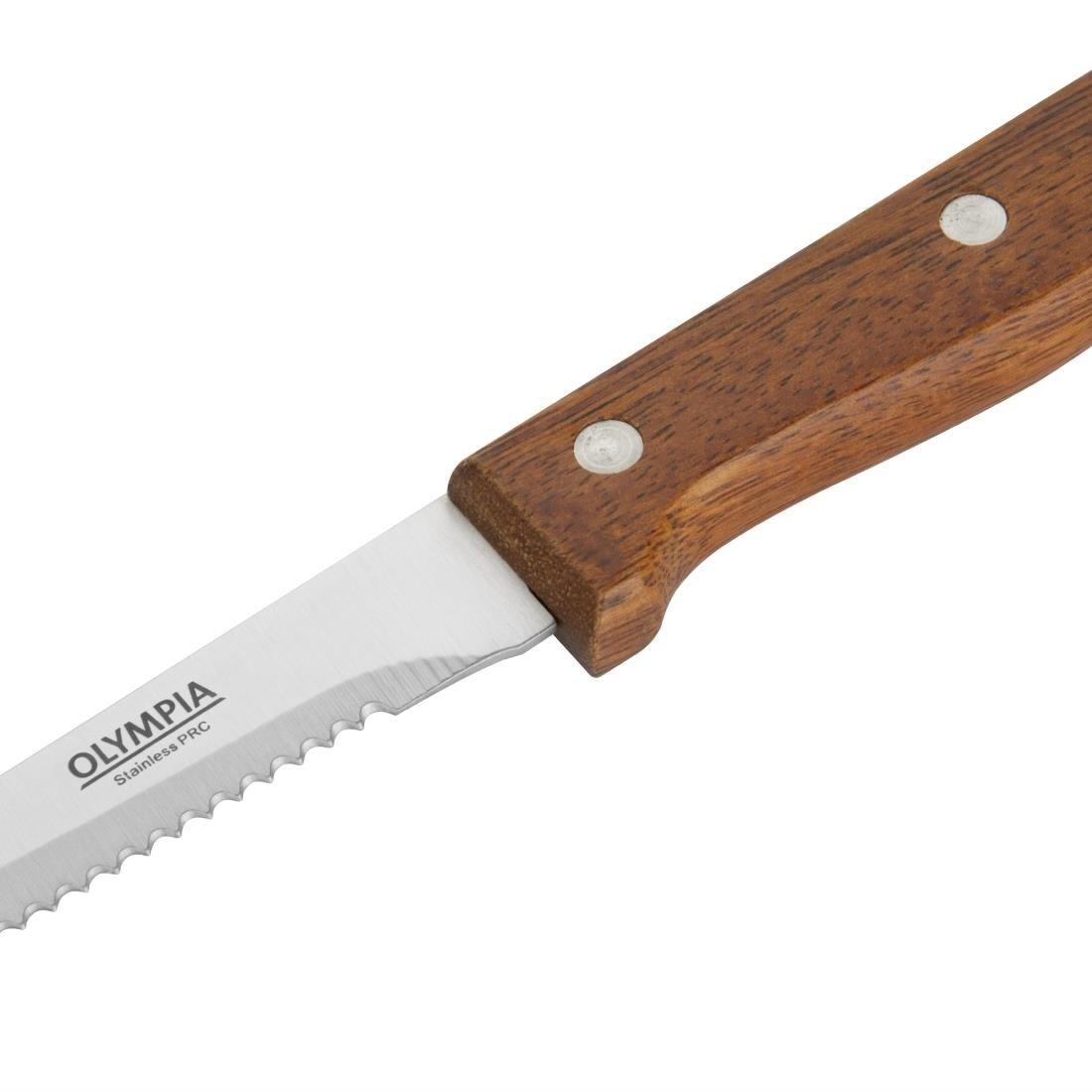 Couteaux à viande Olympia manche en bois (Lot de 12) - FRANCE CHR
