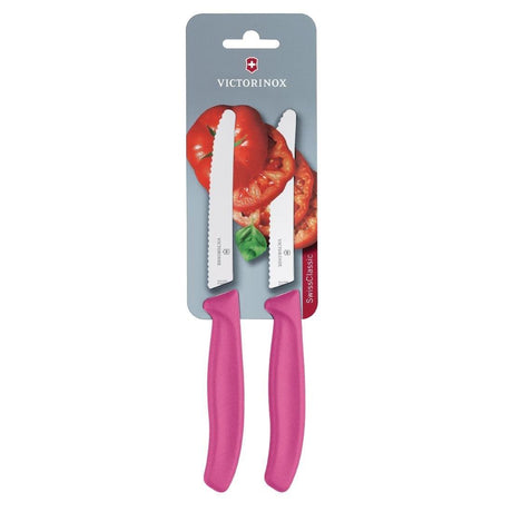 Couteaux à tomates et de table dentés Victorinox 11cm roses (lot de 2) - FRANCE CHR