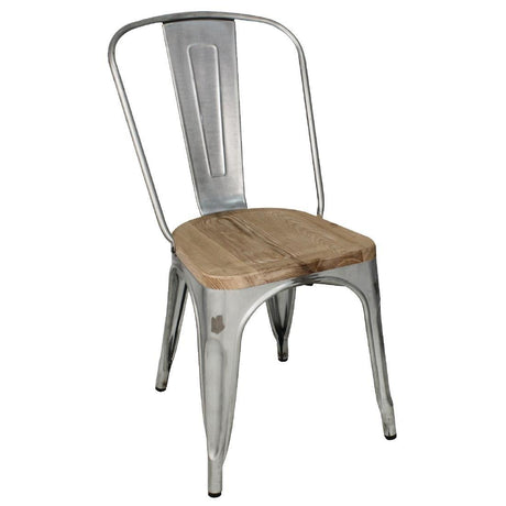 Chaises en acier avec assise en bois Bolero (lot de 4) - FRANCE CHR