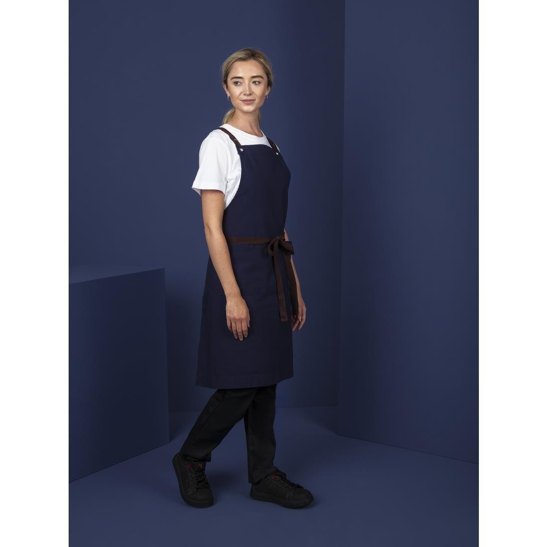 Tablier bavette en coton Southside bleu marine - FRANCE CHR