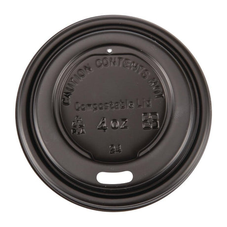 Couvercles noirs compostables en CPLA pour gobelets espresso 113ml Fiesta Compostable (x50) - FRANCE CHR