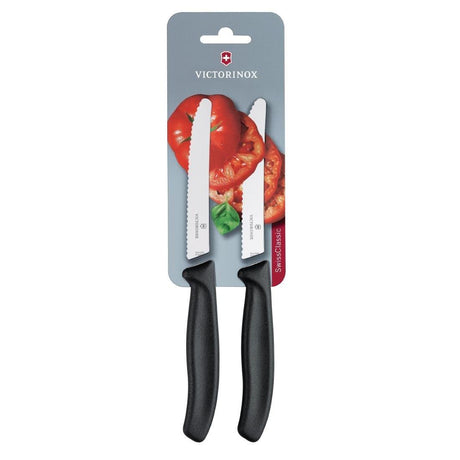 Couteaux à tomates et de table dentés Victorinox 11cm noirs (lot de 2) - FRANCE CHR