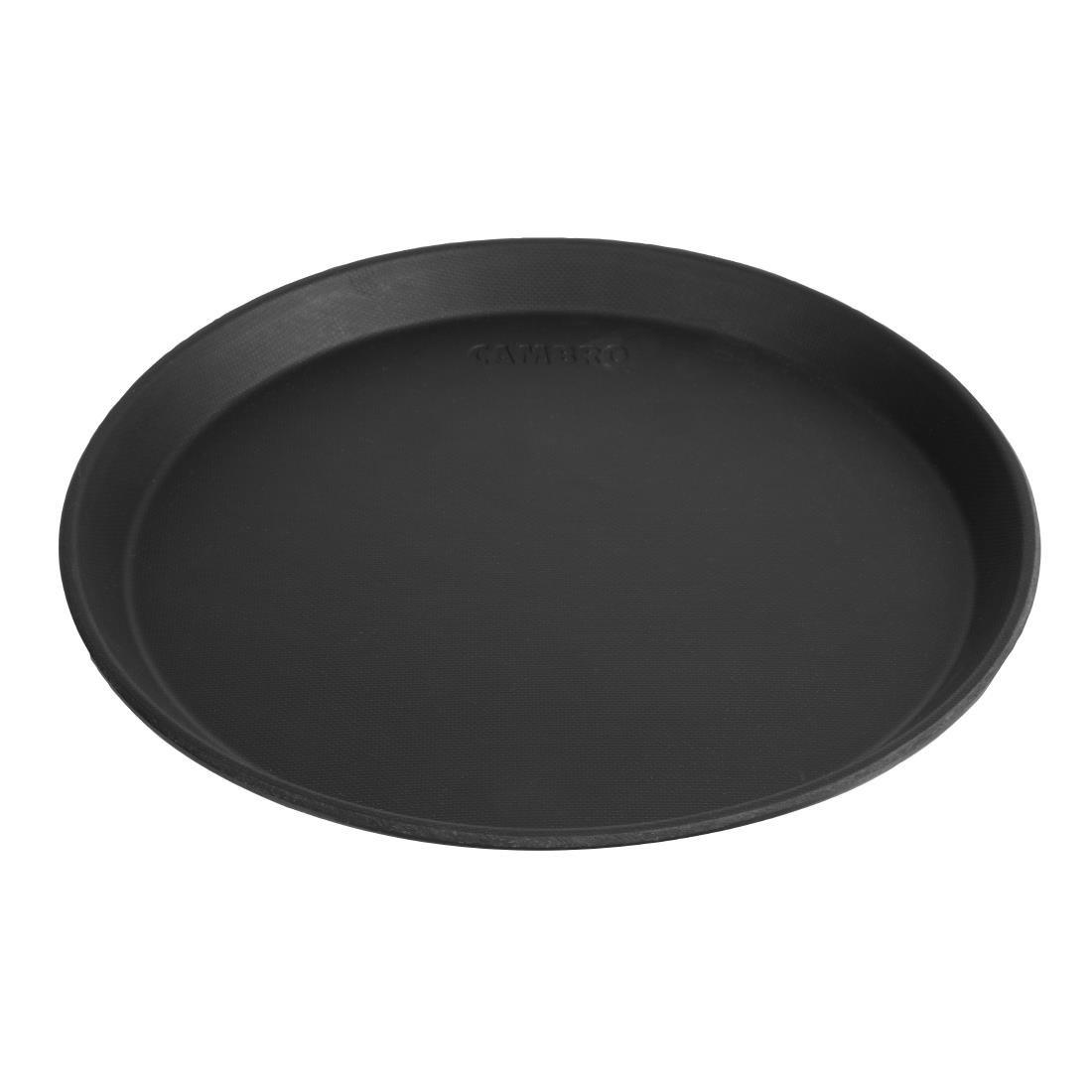 Plateau de service rond fibre de verre antidérapant Camtread Cambro noir 28 cm - FRANCE CHR