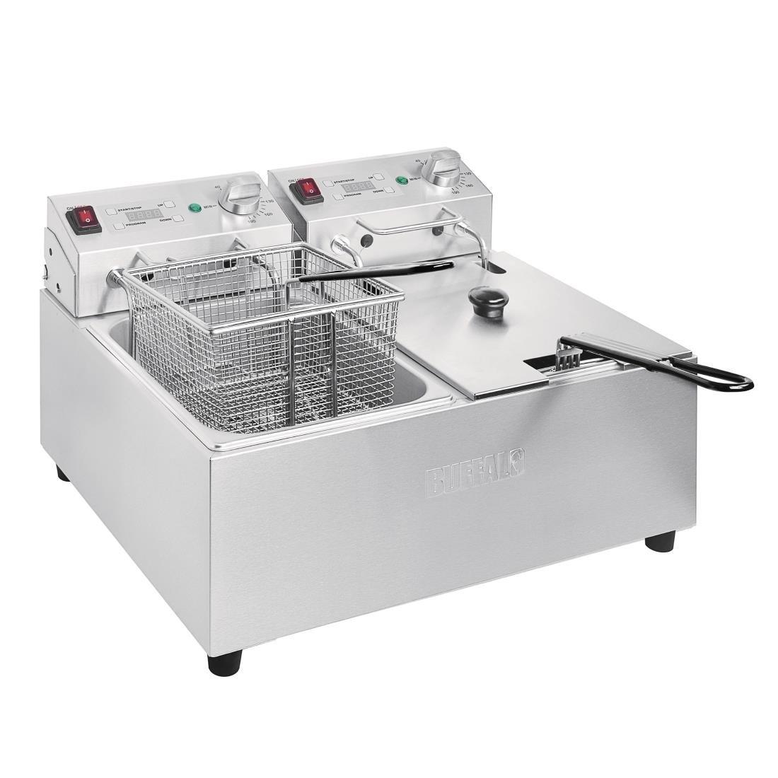 Friteuse double avec minuterie Buffalo - 2x5L 2x2,8kW - FRANCE CHR