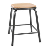 Tabourets bas avec assise en bois Bolero Cantina gris métal (lot de 4) - FRANCE CHR