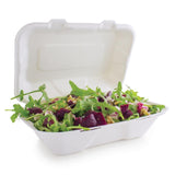 Boîtes repas en bagasse compostables avec couvercle à charnière Vegware 228mm (Lot de 200) - FRANCE CHR