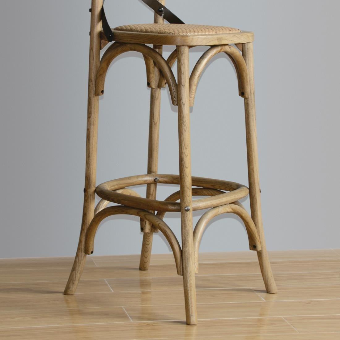 Tabouret de bar en bois avec dossier croisé Bolero métal - FRANCE CHR