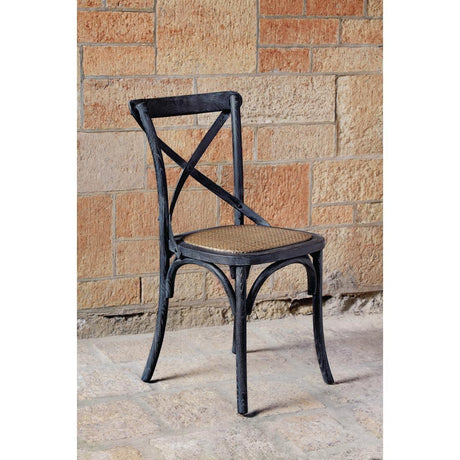 Chaises en bois patiné avec dossier croisé Bolero noires (lot de 2) - FRANCE CHR