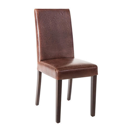 Chaise dossier haut en simili cuir Bolero marron foncé patiné x2 - FRANCE CHR