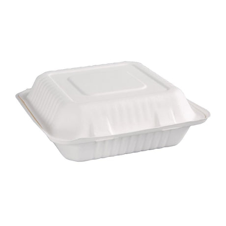 Boîtes avec couvercle à charnière compostables en bagasse Fiesta Compostable 236mm (lot de 200) - FRANCE CHR