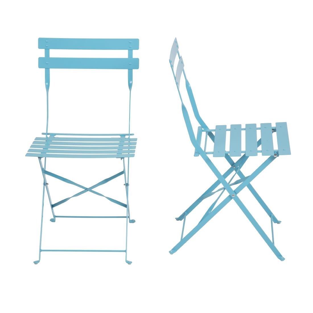 Chaises de terrasse pliantes en acier Bolero bleu turquoise (Lot de 2) - FRANCE CHR