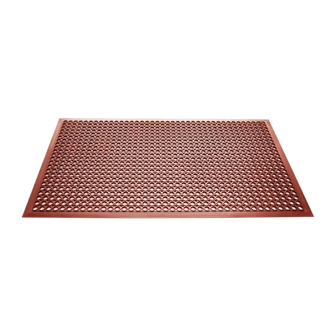 Tapis en caoutchouc anti-dérapant et anti-fatigue Jantex rouge 1500 x 900mm - FRANCE CHR