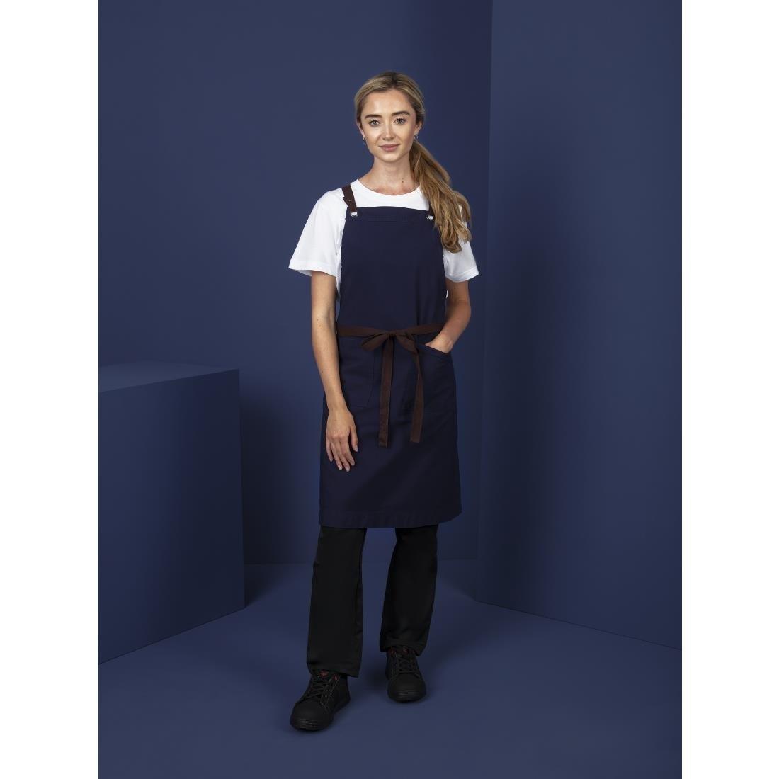 Tablier bavette en coton Southside bleu marine - FRANCE CHR