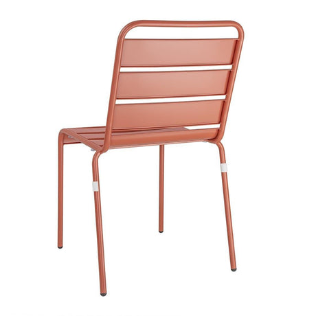 Chaises à lattes en acier Bolero terracotta (lot de 4) - FRANCE CHR