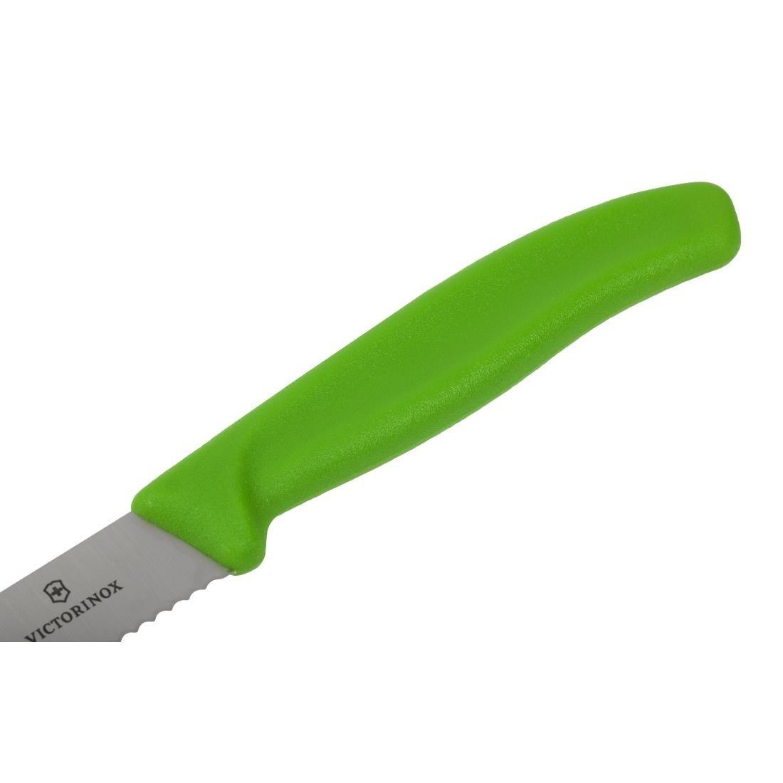 Couteau à tomate lame dentée Victorinox vert 11cm - FRANCE CHR