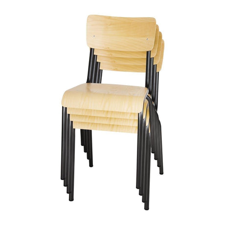 Chaises avec assise et dossier en bois Bolero Cantina gris métal (lot de 4) - FRANCE CHR