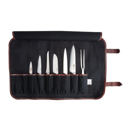 Trousse à couteaux en toile Boldric noire 9 emplacements - FRANCE CHR