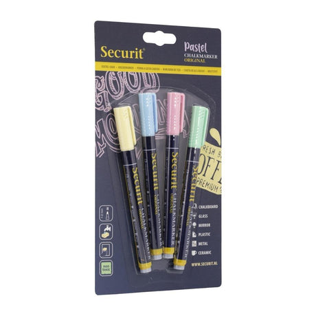 Marqueurs craie liquide Securit pointe 1-2mm couleurs pastel (lot de 4) - FRANCE CHR